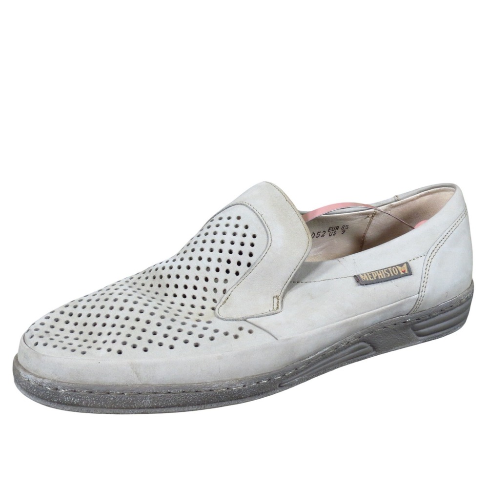 Mephisto Tiago Air Jet Mens 9 Alabaster Leather Perforated Loafers Comfort